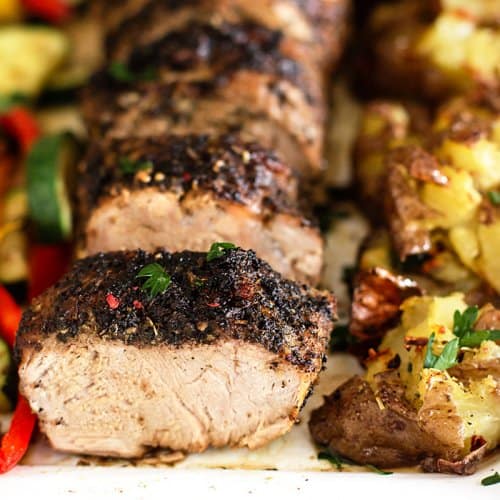 Roasted Pork Tenderloin with Zesty Italian Dressing | allthatsjas.com