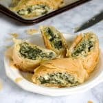 Spinach and cheese Phyllo Pie on a plate
