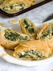 Spinach and cheese Phyllo Pie on a plate