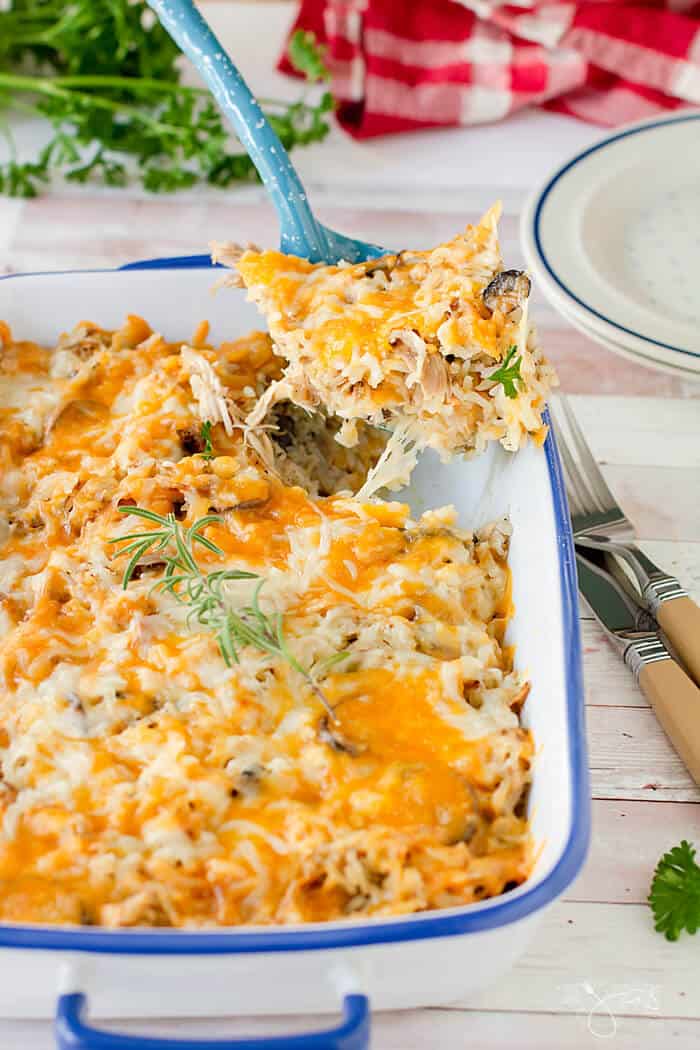 A photo of the turkey casserole dish being served