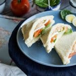 A plate with sandwiches