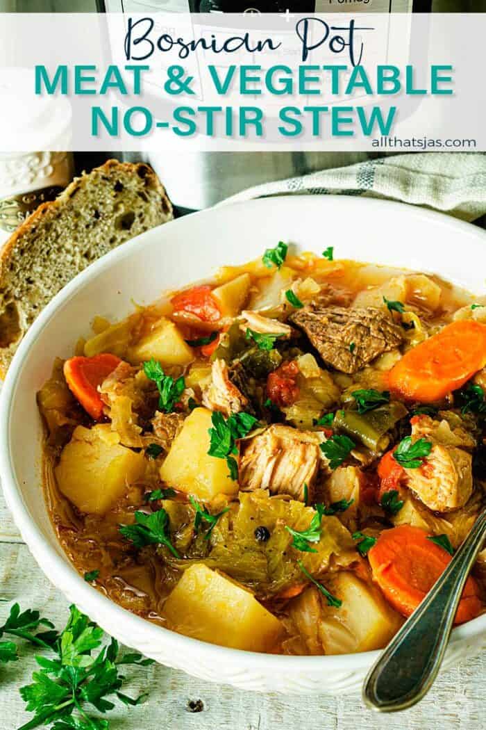 Bowl of stew with text overlay.