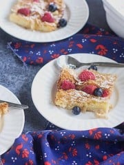 Plates with Milk pie on a table