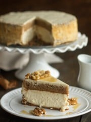 A piece of maple cheesecake