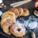 A tray of food, with Apple