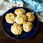 A close up of a plate with bread dumplings