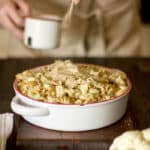 A bowl of pasta on a table