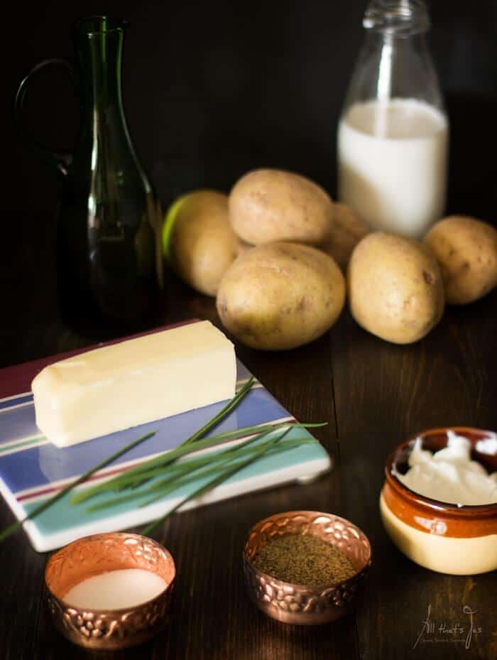 Ingredients for homemade mashed potatoes