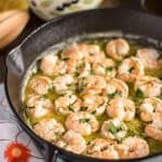 A pan filled with shrimp