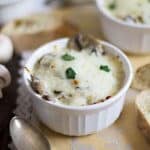 A bowl of food, with Mushroom