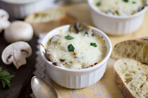 A bowl of food, with Mushroom