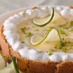 A close up of key lime pie.