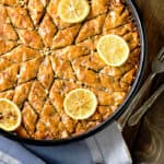 Round baklava cut into a star shape