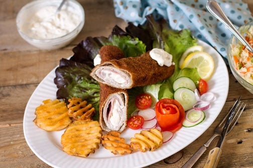 A plate with various food items on a table