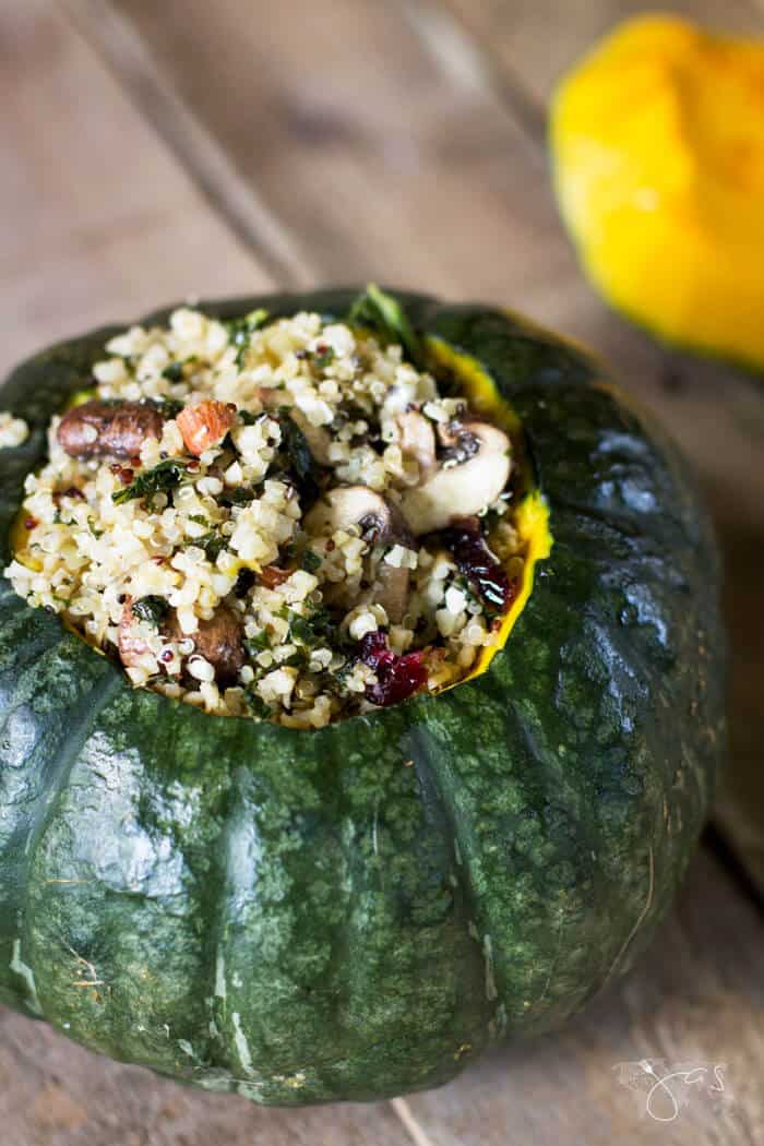 stuffed buttercup squash ready for baking