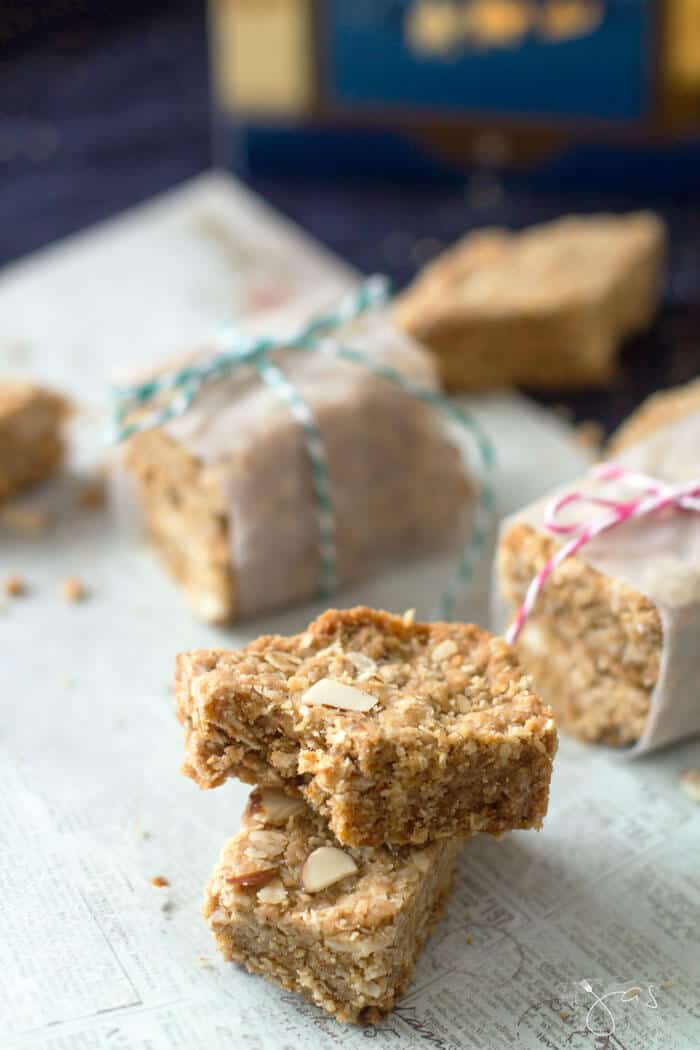 A bite out of the oatmeal cookie bar