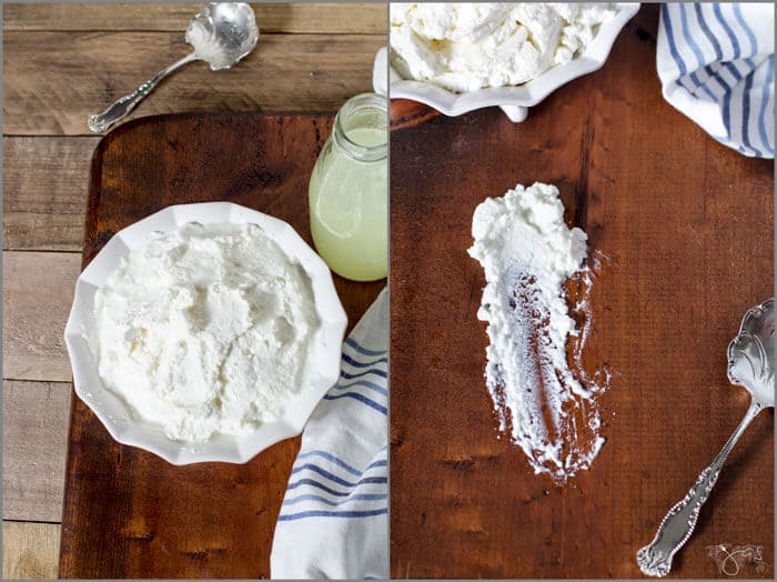 Shots of homemade farmer's cheese and whey