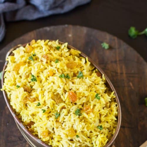 A bowl of sultana yellow rice