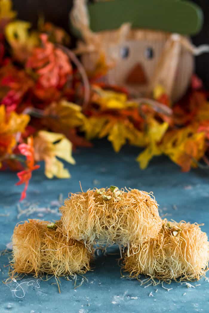 Kataifi rolls as Thanksgiving or fall haystacks treats.