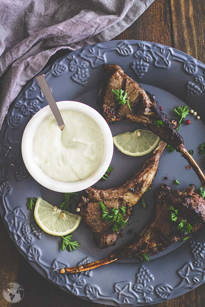 A plate of lamb chops with Yogurt and Spices