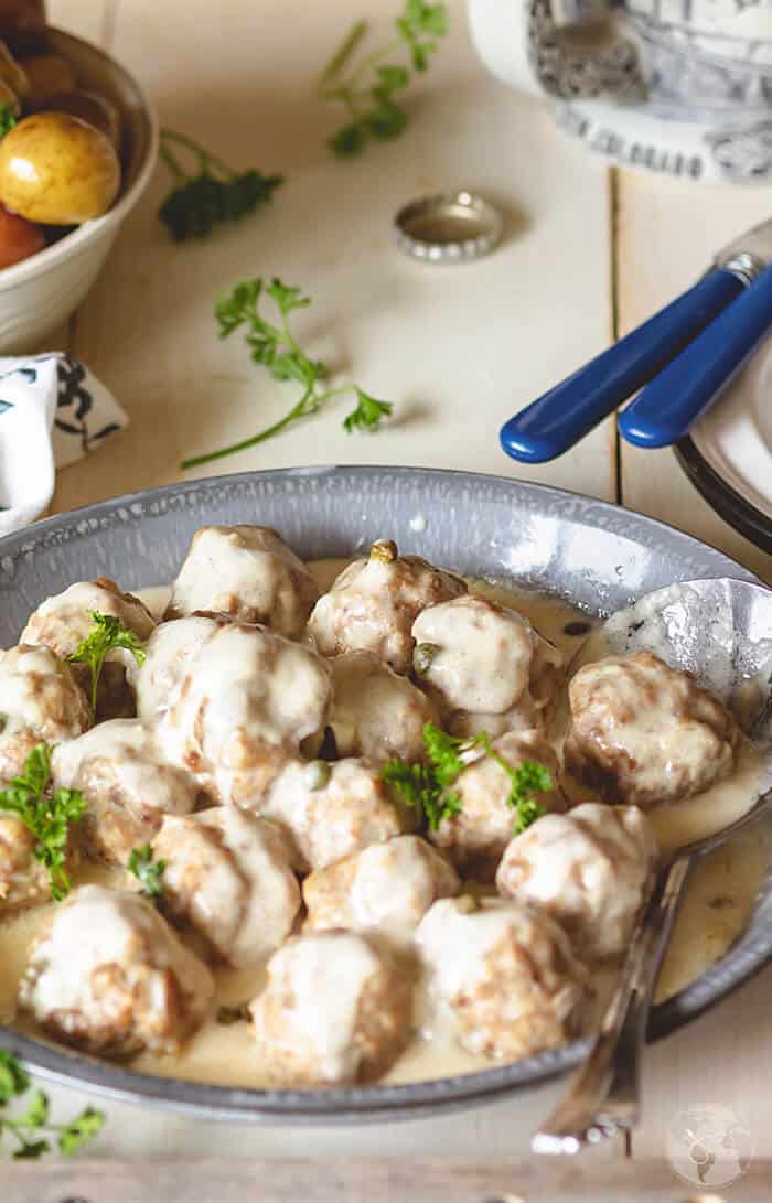 German Meatballs in Creamy Caper Sauce - Königsberger Klopse