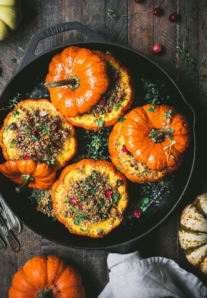 Skilled baked mini pumpkins stuffed with rice