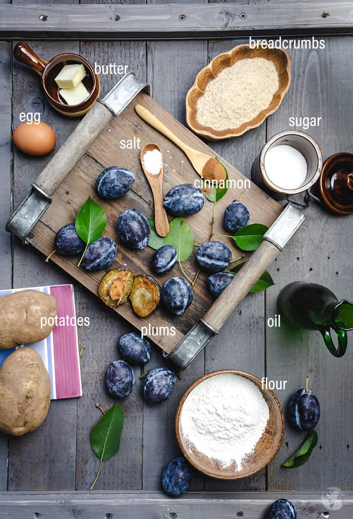 Ingredients for potato plum dumplings