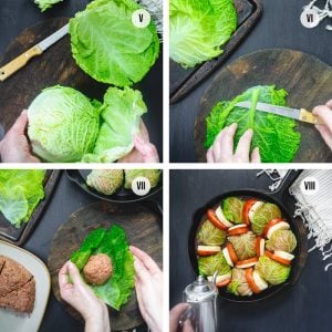 How to make Palestinian Stuffed Savoy Cabbage Rolls - steps 5 to 8