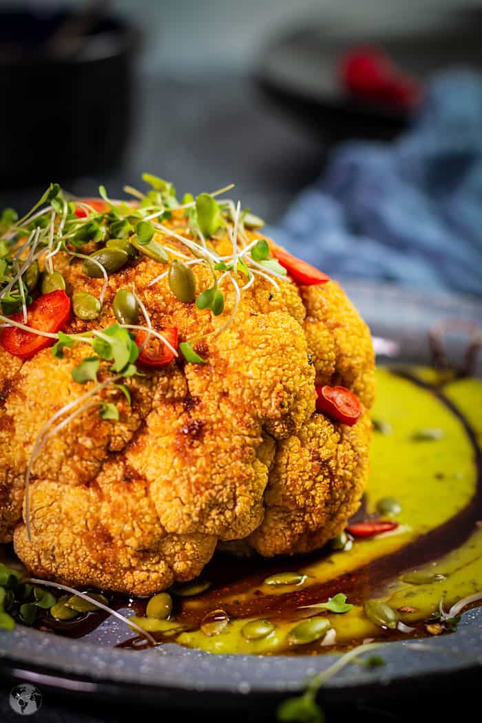 Closeup of roasted cauliflower