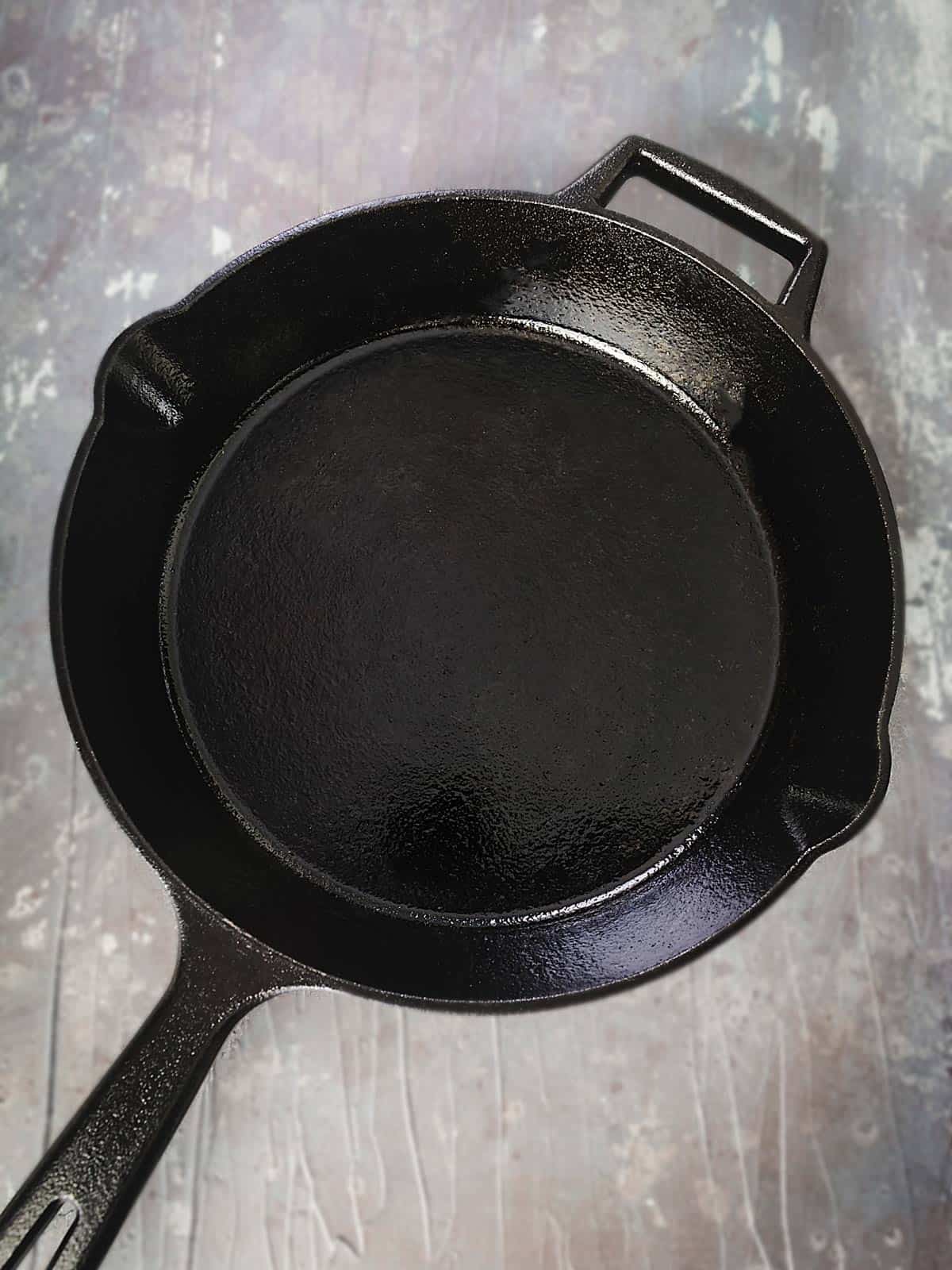 Clean and seasoned cast-iron-skillet.