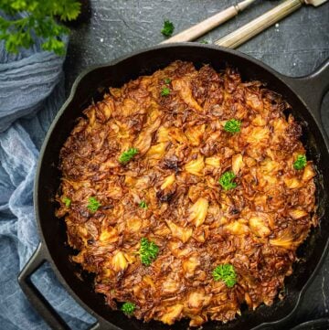 Swedish cabbage dish in a cast iron skillet