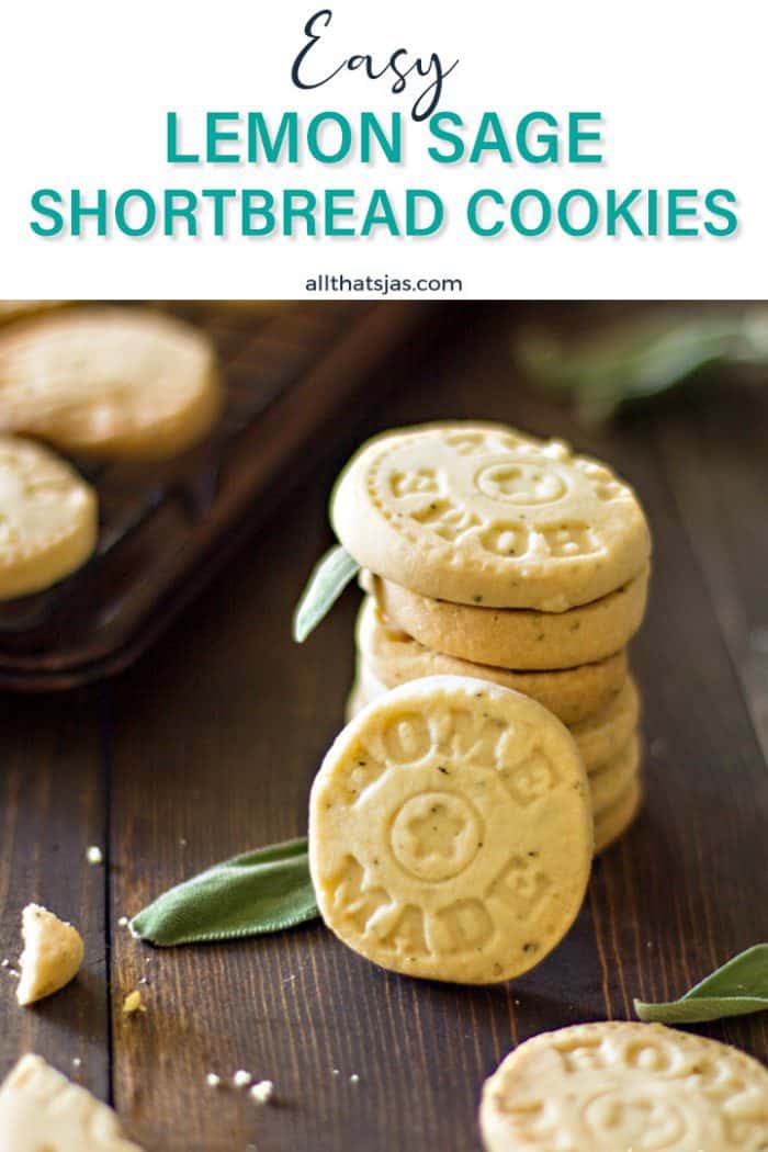 Shortbread cookies with lemon and sage stacked up