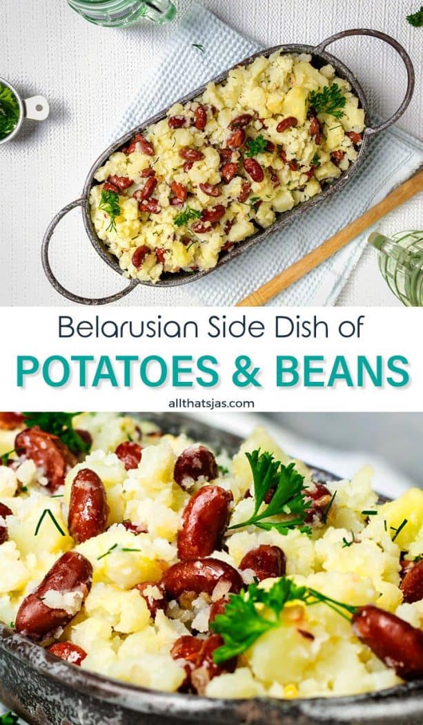 Two photos of the potato dish with text separator in the middle.
