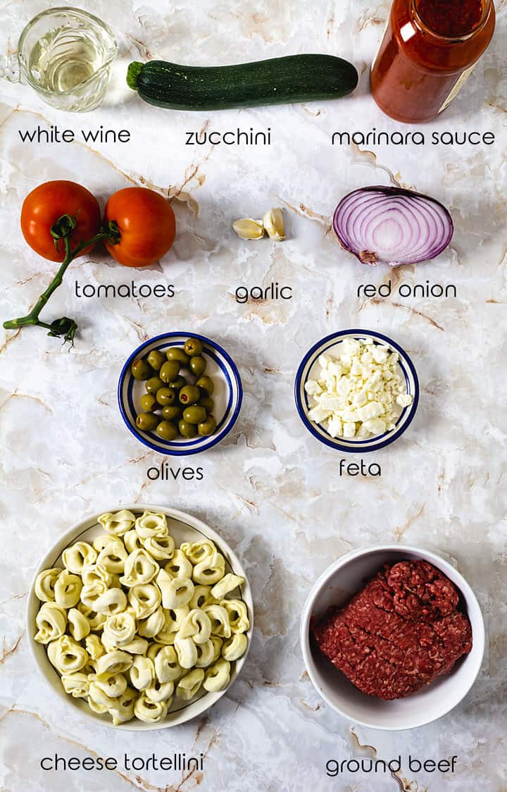 Ingredients for this Greek tortellini dish