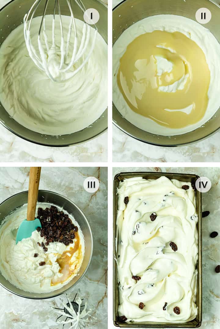 Four steps to making Italian gelato with rum and raisins