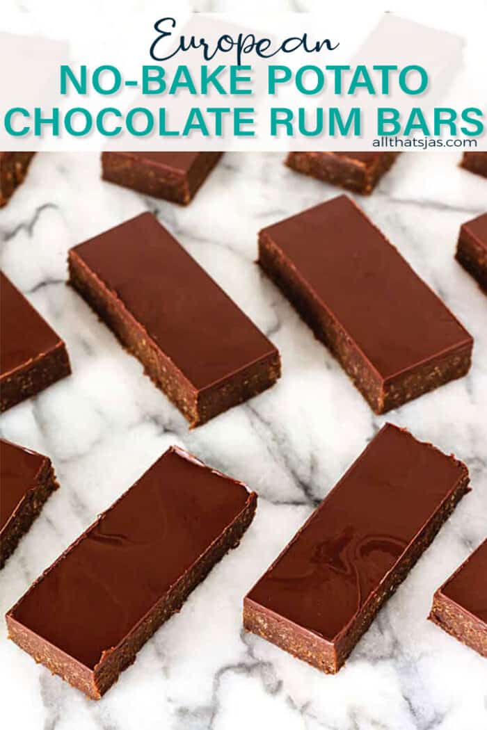 A zig zag of dessert bars with text overlay.