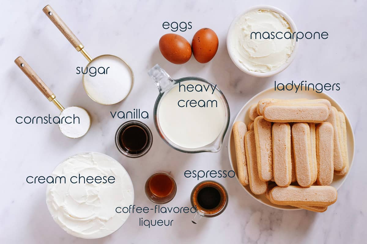 Ingredients for Italian coffee flavored cake