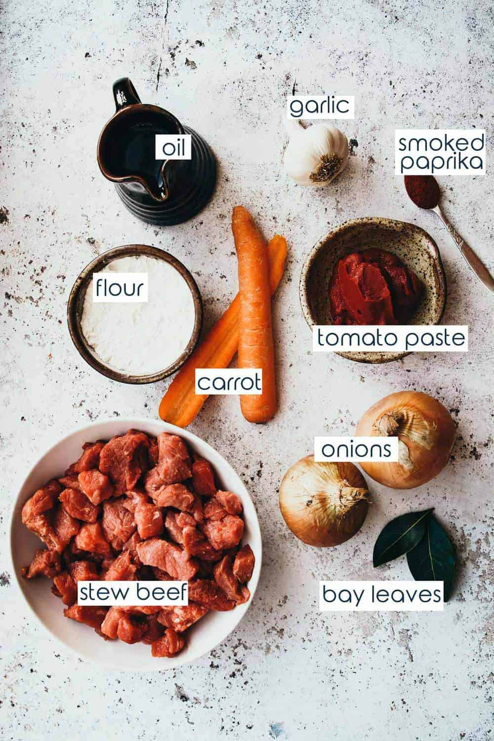 Ingredients for beef stew