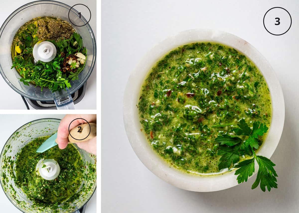 Steps to making Argentine herb sauce