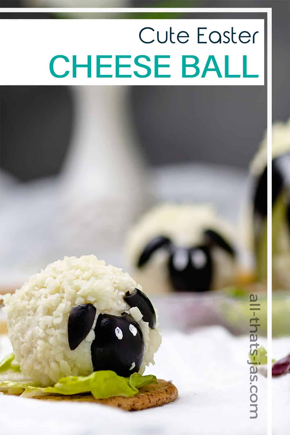How to make Easter lamb-shaped cheese dip with text overlay.