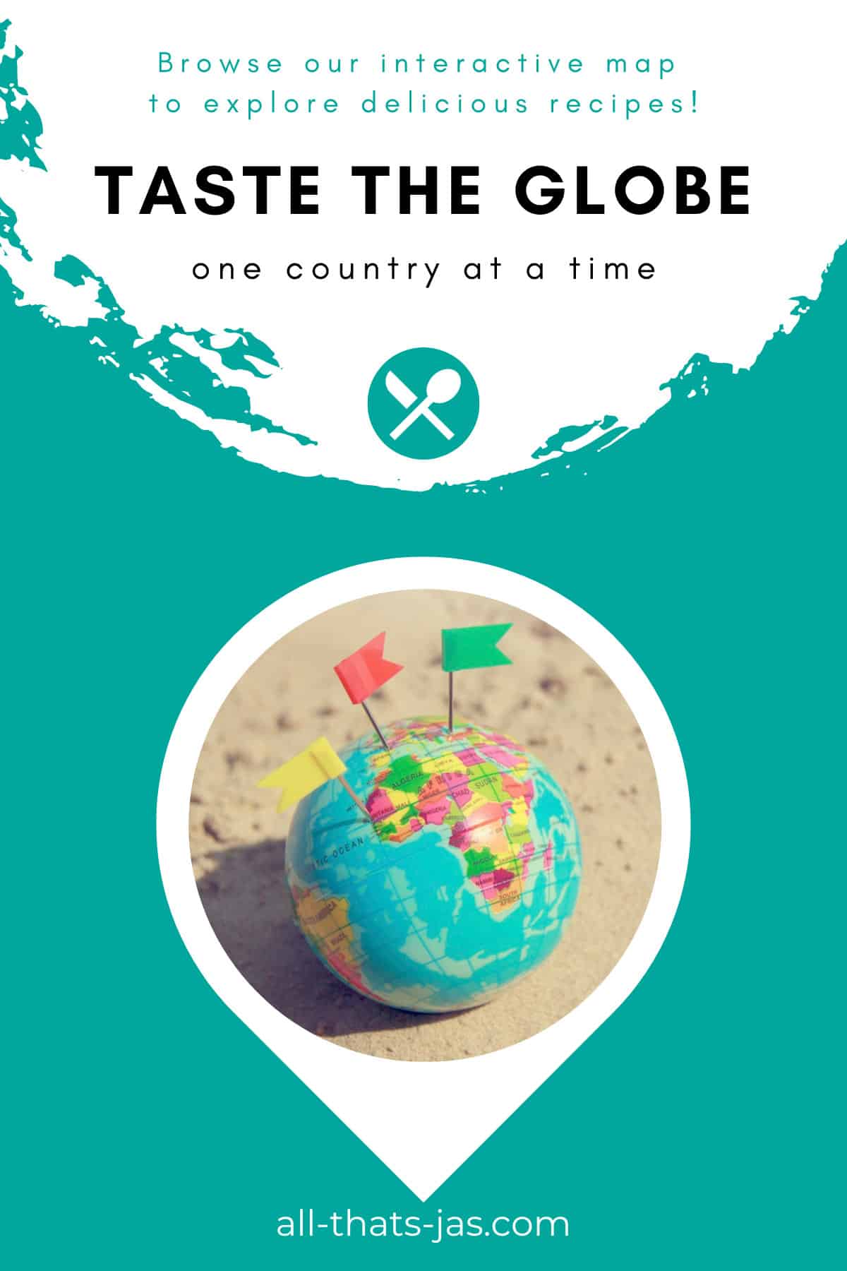 An image with a globe and invitation to use interactive taste map.