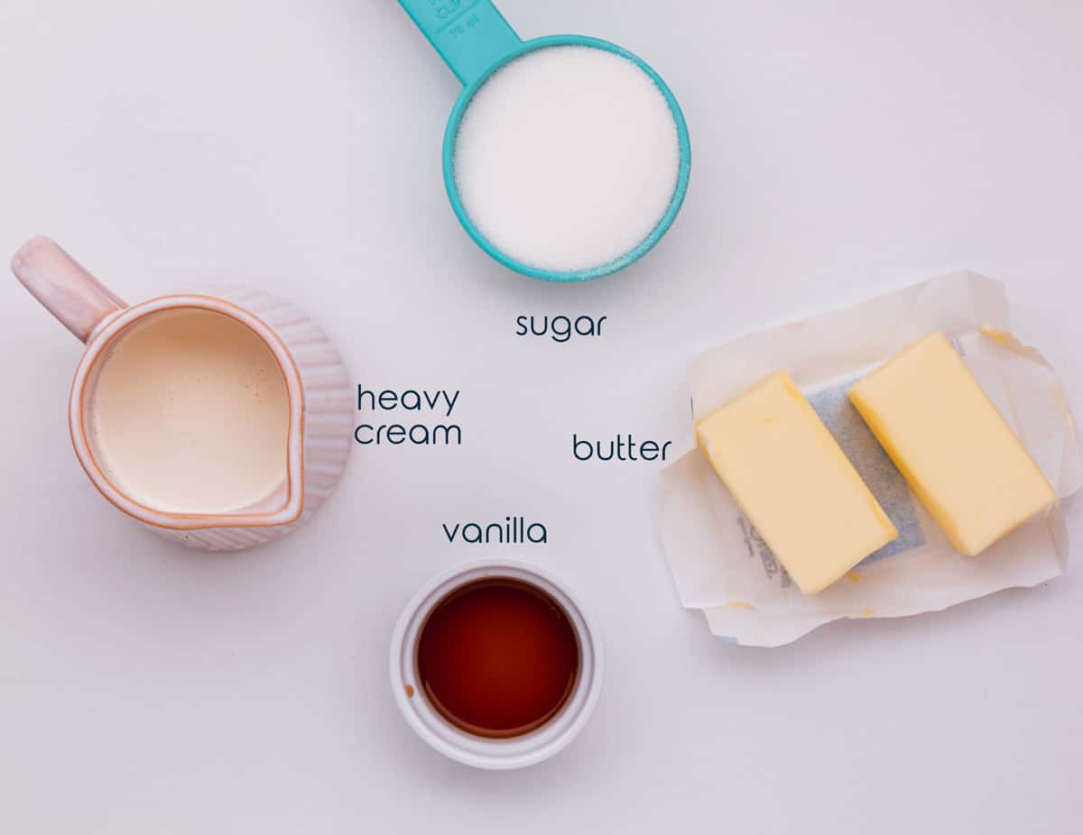 Ingredients for the cream sauce on a counter.