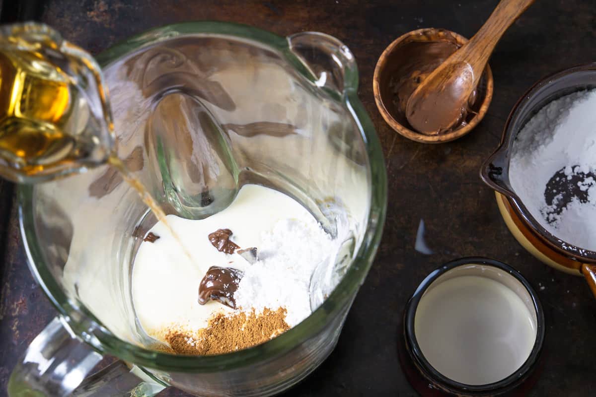 Step one for making homemade baileys - add all ingredients together. 