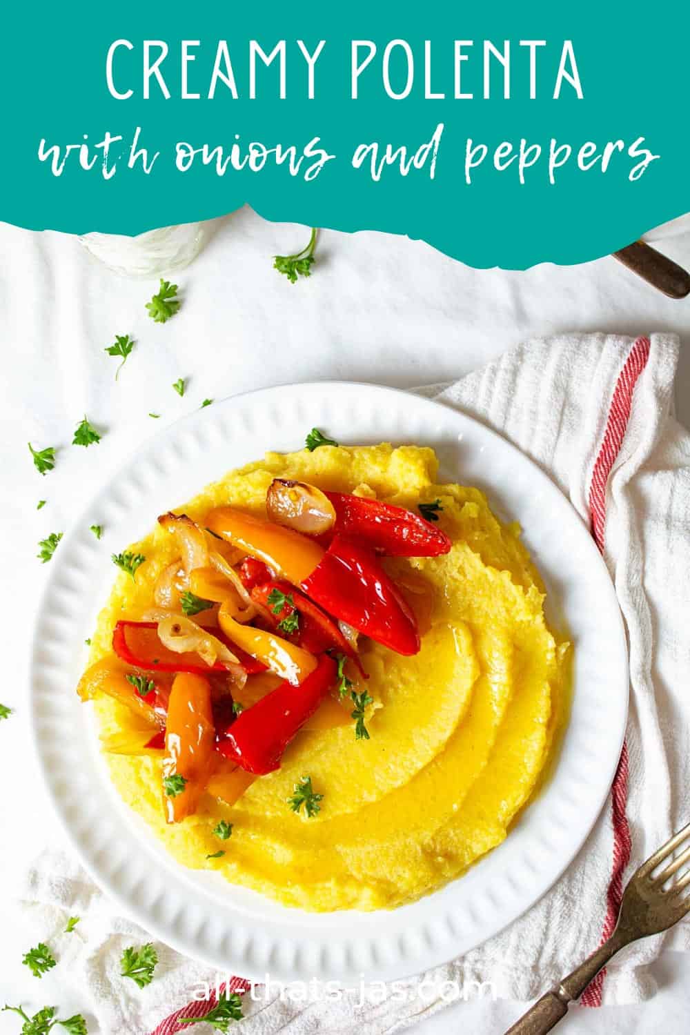 Pura - Bosnian polenta with onions and peppers and text overlay.