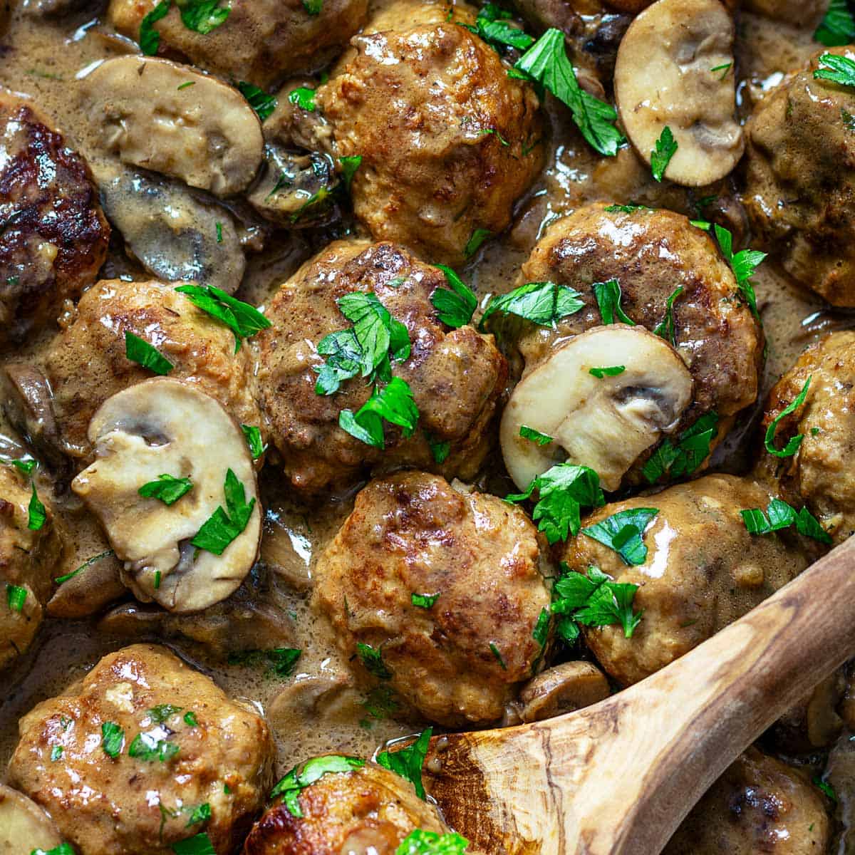 Pork Meatballs in Mushroom Sauce